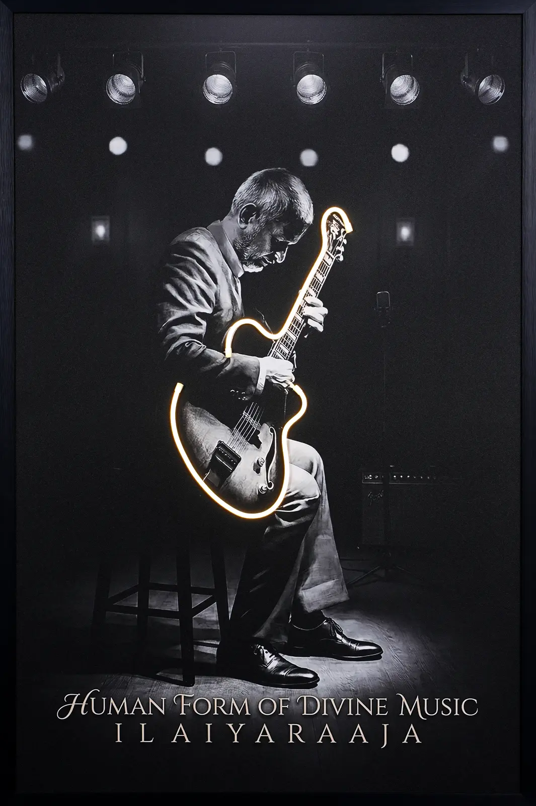 Ilaiyaraaja Guitar LED Wall Decor | Human Form of Divine Music Wall Art — Day