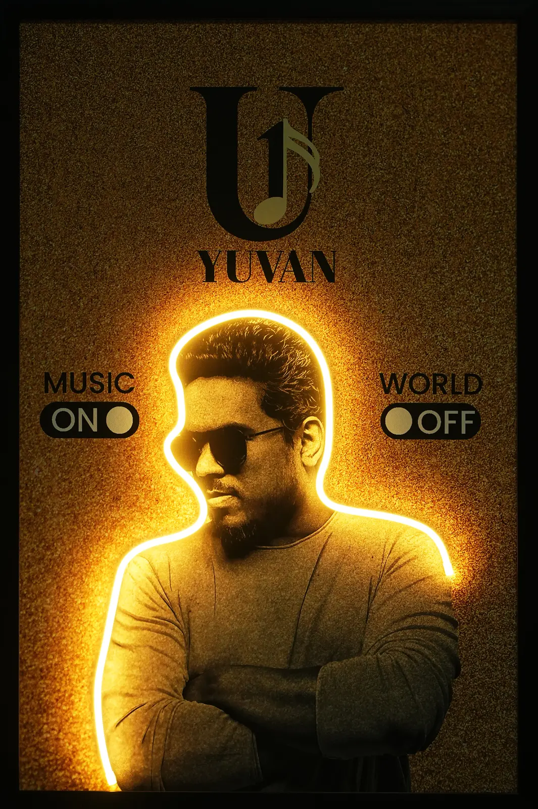 Yuvan Shankar Raja LED Wall Decor | Music ON World OFF Wall Art — Night