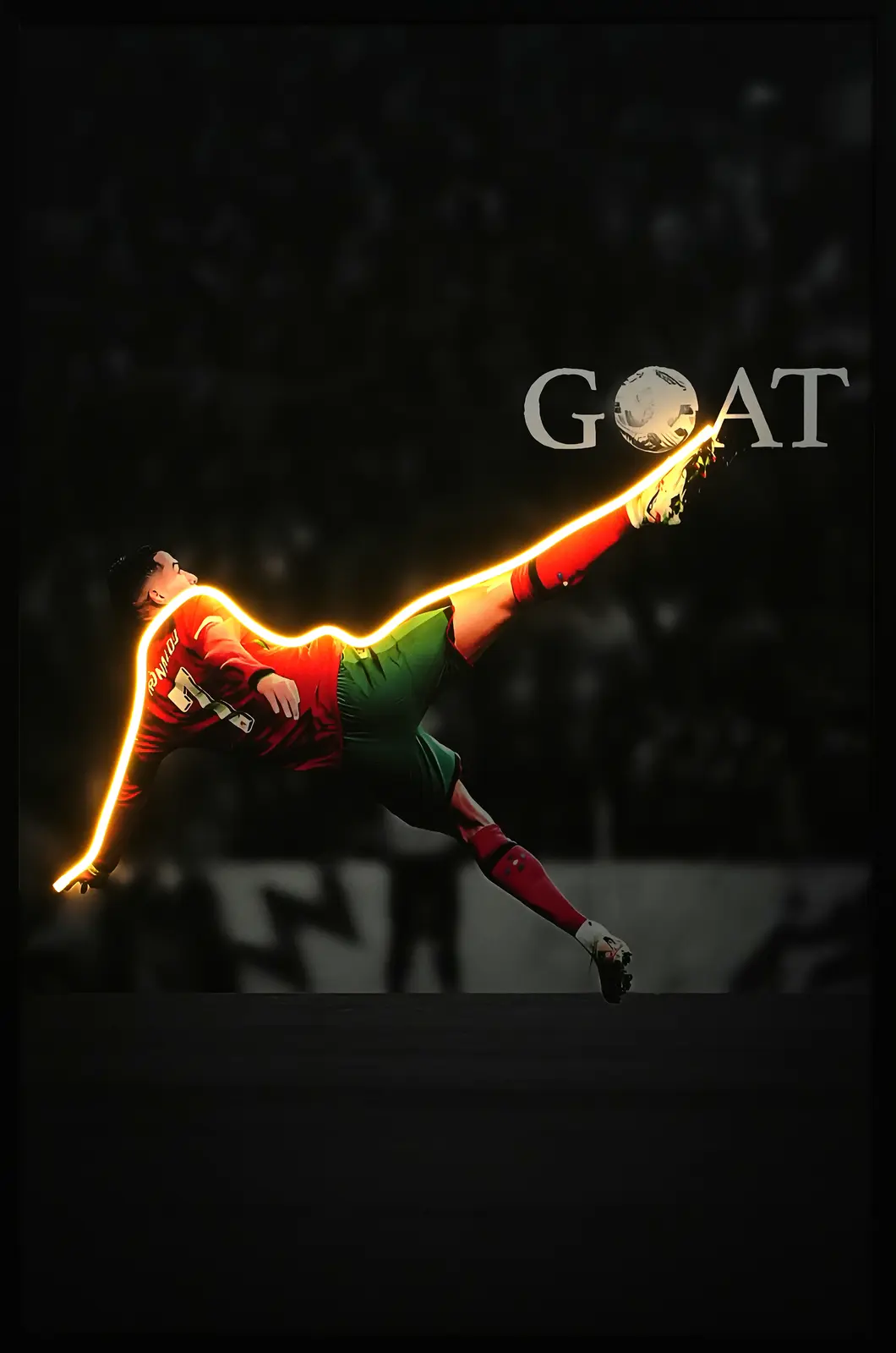 Cristiano Ronaldo Kick LED Wall Decor | Sports LED Artwork — Night